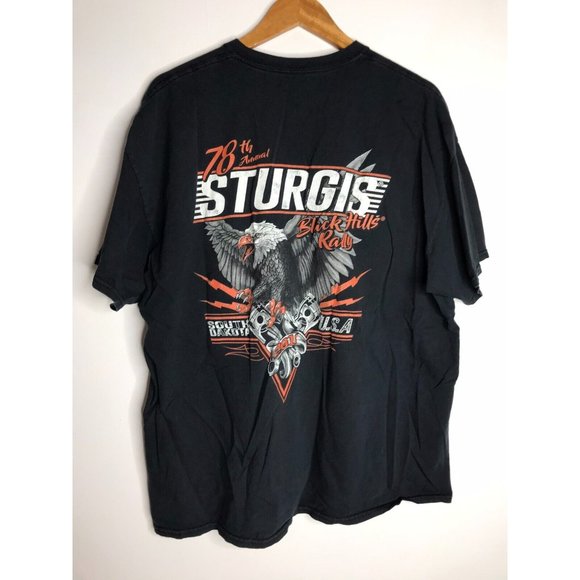 Sturgis Black Hills Rally 2018 Motorcycle Biker Men's 2XL Distressed T-Shirt - Picture 4 of 5